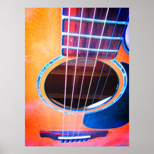 Poster Perspective guitare acoustique Couleurs de la musi (Devant)