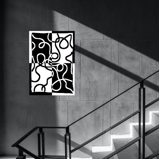 Poster Persuasion linéaire II : noir et blanc Abstrait