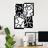 Poster Persuasion linéaire II : noir et blanc Abstrait (Bureau à domicile)