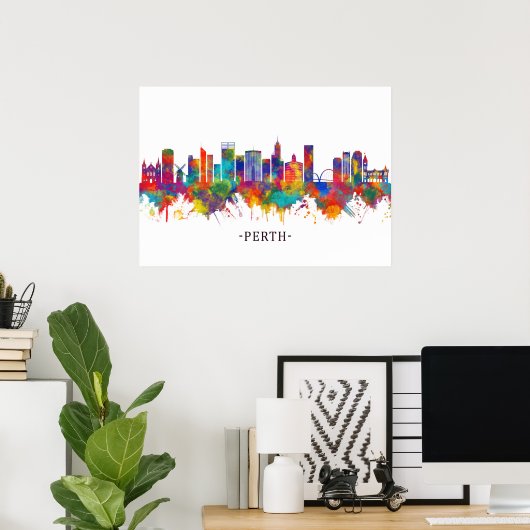 Poster Perth Australia Skyline (Bureau à domicile)