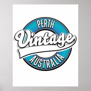 Poster Perth Australie logo vintage