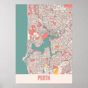 Poster Perth - Plan de la ville de Chalk Australie