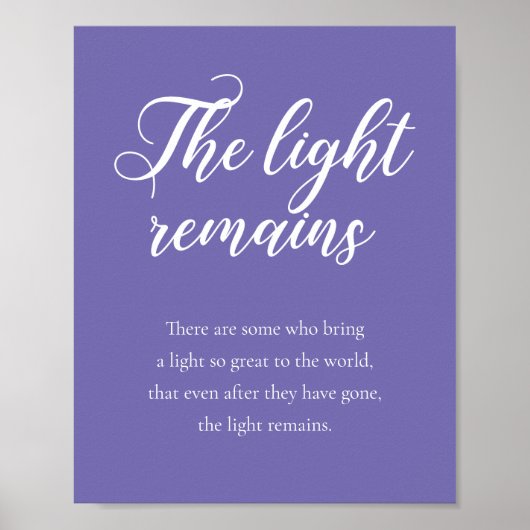 Poster Pervenche La Lumière Reste Mémorial Mariage (Devant)