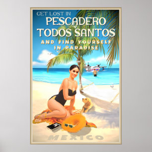 Poster Pescadero y Todos Santos Mexico Basse-Californie