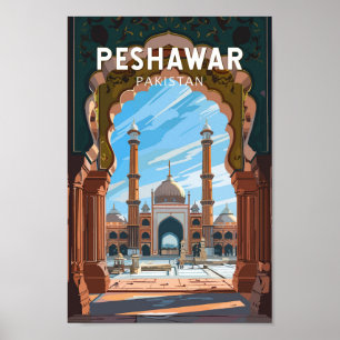 Poster Peshawar Pakistan Travel Art Vintage