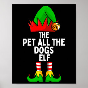Poster Pet All The Dogs Elf tenue de Noël assortie pour l
