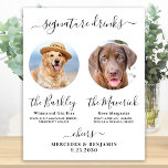 Poster Pet Chien Mariage Signature Boissons barre photo p<br><div class="desc">Boissons Signature ! Calligraphie simple mais élégante, cette enseigne signature bar à boissons propose deux cocktails "the Bride" et "the Groom", personnalisés avec vos boissons de choix. Customisez ce panneau de mariage élégant avec votre photo d'animal de compagnie préférée, photo de chien, photo de fiançailles ou photos de couple, noms...</div>