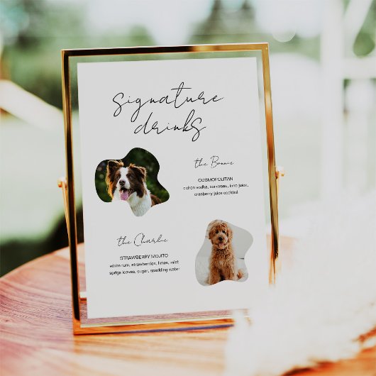 Poster Pet Chien Mariage Signature Boissons Personnalisé