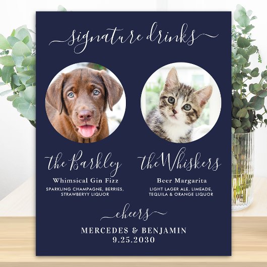 Poster Pet Chien Mariage Signature Boissons Photo Marine 
