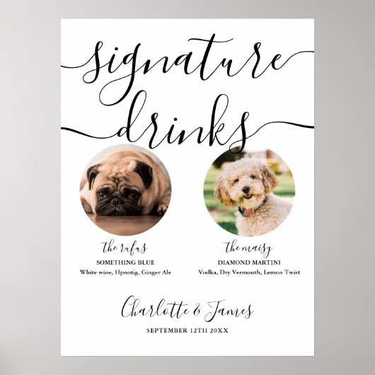 Poster Pet Chien Mariage Signature Boissons Signal (Devant)