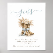 Poster Pet Cowboy Bottes Fête Prénatale Bébé Devine Combi (Devant)