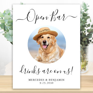 Poster Pet Dog Mariage Open Bar Boissons Personnalisées S
