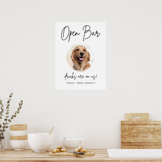 Poster Pet Dog Mariage Open Bar Boissons Signal (Cuisine)