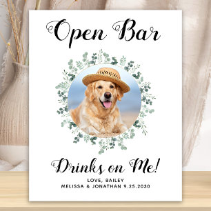 Poster Pet Dog Mariage Open Bar Photo Boissons Personnali