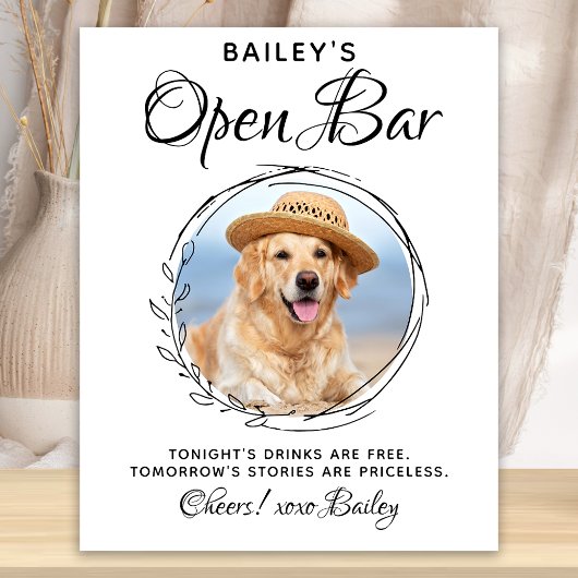 Poster Pet Dog Mariage Open Bar Signature Boissons