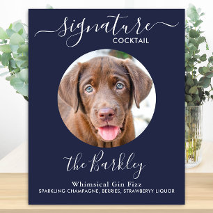 Poster Pet Dog Wedding Signature Cocktail Navy Blue