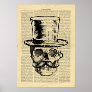 Poster Pet Mustache op krant
