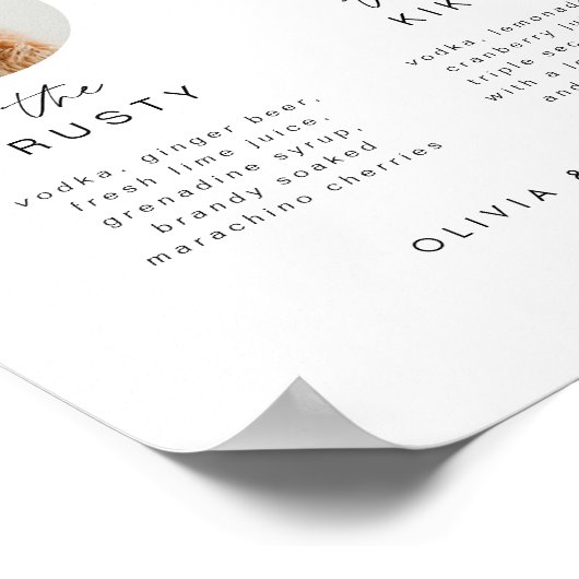 Poster Pet Photo Signature Boire Menu Mariage Bar Signer (Coin)