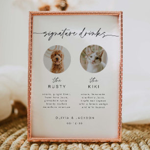 Poster Pet Photo Signature Boire Menu Mariage Bar Signer