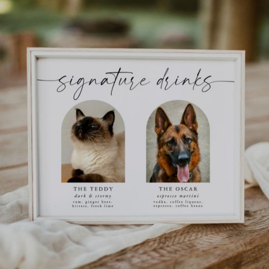 Poster Pet Photo Signature Boissons Mariage Bar Sign