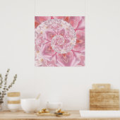 Poster Pétales de rose rose spirale d'amour oeuvre numéri (Cuisine)