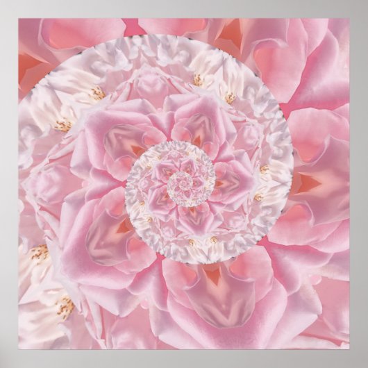 Poster Pétales de rose rose spirale d'amour oeuvre numéri (Devant)