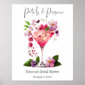 Poster Pétales et Prosecco Fête des mariées florale rose  (Devant)
