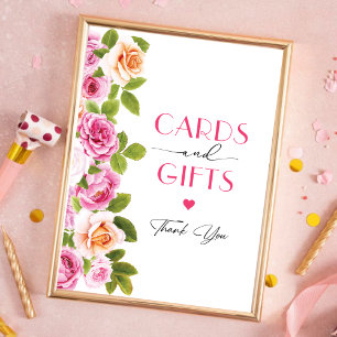 Poster Pétales et Prosecco floral rose Cartes et cadeaux