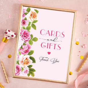 Poster Pétales et Prosecco floral rose Cartes et cadeaux