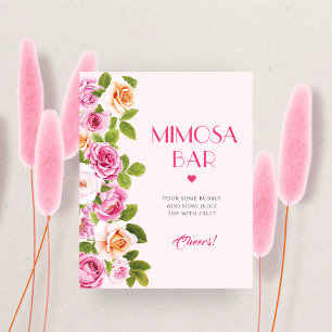 Poster Pétales et Prosecco floral rose Mimosa Bar