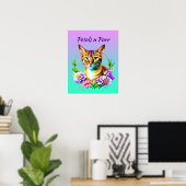 Poster Pétales et Purr Cute Chat et jolies Fleurs (Bureau à domicile)