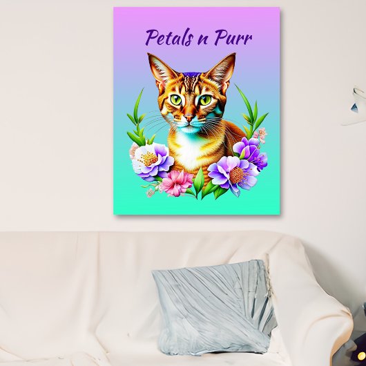 Poster Pétales et Purr Cute Chat et jolies Fleurs