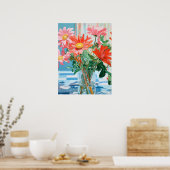 Poster Pétales & Lumière : Un Plaisir Floral Tabletop (Cuisine)