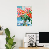 Poster Pétales & Lumière : Un Plaisir Floral Tabletop (Bureau à domicile)