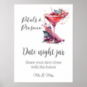 Poster Pétales & Procuco Fête des mariées Florale Date Je (Devant)