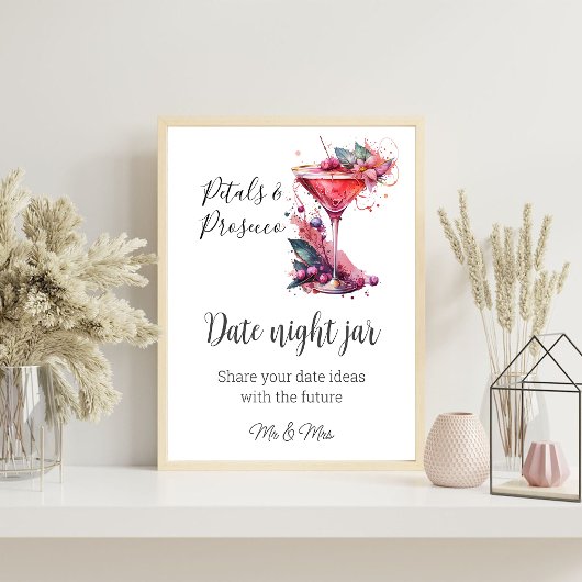 Poster Pétales & Procuco Fête des mariées Florale Date Je