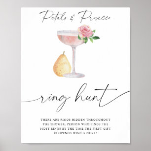 Poster Pétales & Prosecco - jeu de chasse à l'anneau pour