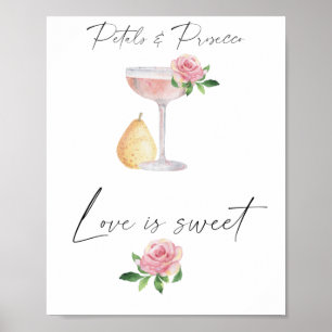 Poster Pétales & Prosecco - l'amour est doux prendre un r