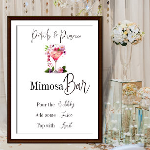 Poster Pétales & Prosecco Rose Fête de Mariage Bar à Fleu