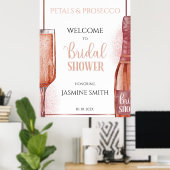 Poster Pétales & Prosecco Rose Gold Accueil de Mariage (Bureau à domicile)