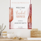 Poster Pétales & Prosecco Rose Gold Accueil de Mariage (Cuisine)