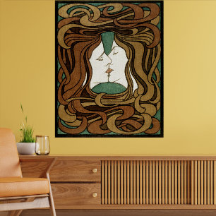 Poster Peter Behrens Kiss Love Art Nouveau Abstrait