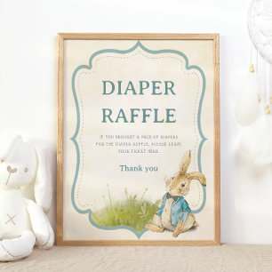 Poster Peter Le Lapin Baby shower Vintage Déchets Raffle