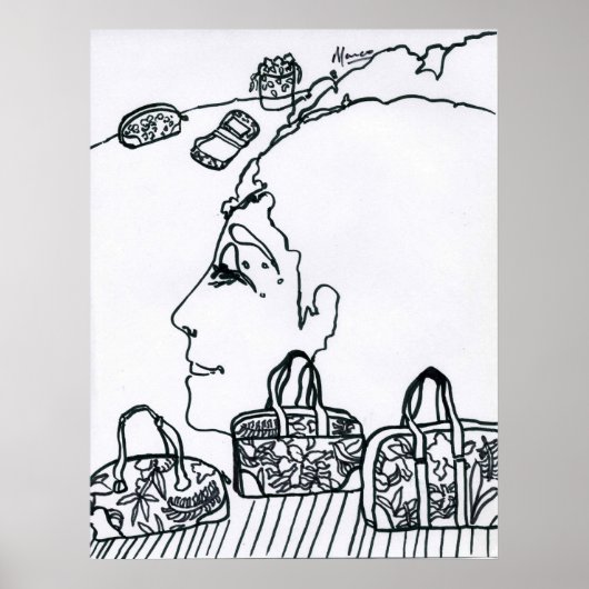 Poster Peter Max style dessin signé original (Devant)