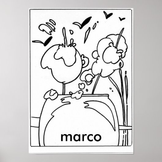 Poster Peter Max style dessin signé original (Devant)