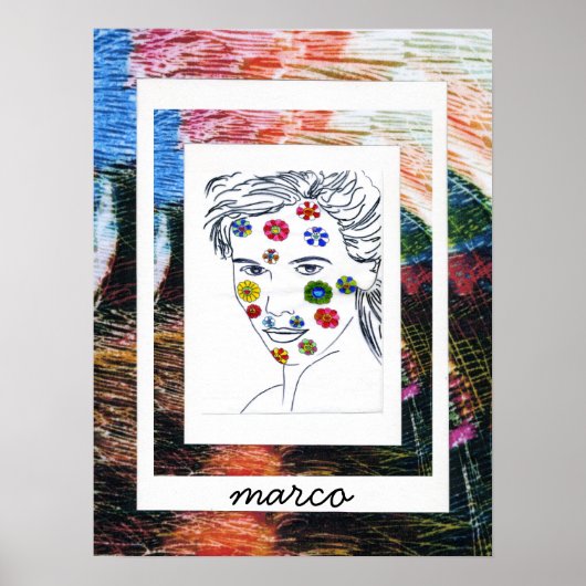 Poster Peter Max style original signé peinture (Devant)