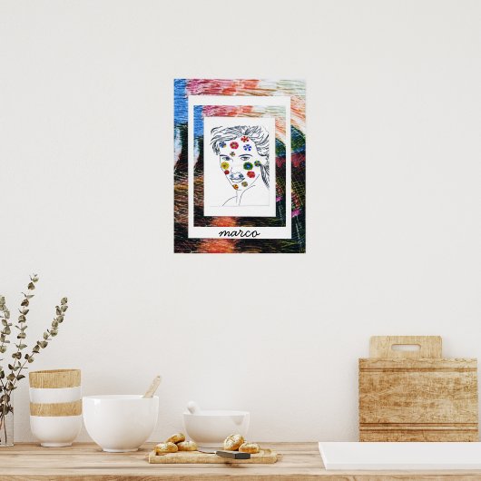 Poster Peter Max style original signé peinture (Cuisine)