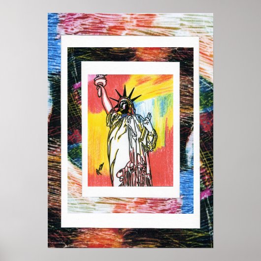 Poster Peter Max style original signé peinture acrylique (Devant)