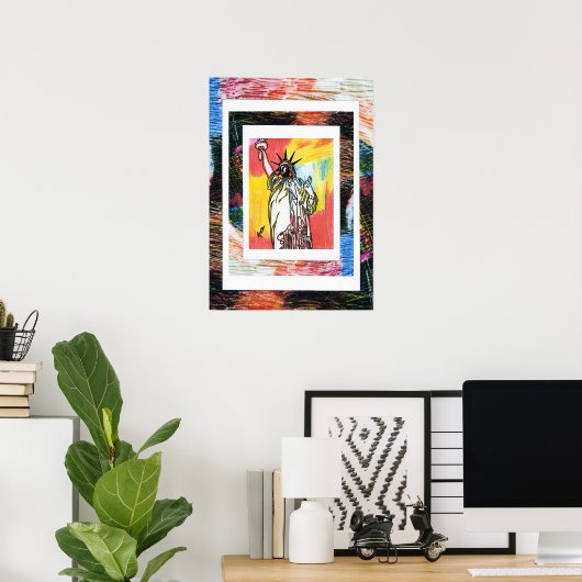 Poster Peter Max style original signé peinture acrylique (Bureau à domicile)