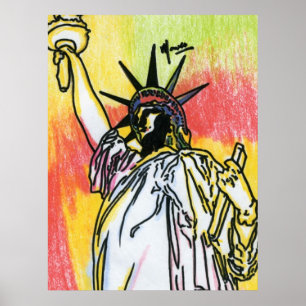 Poster Peter Max style original signé peinture acrylique